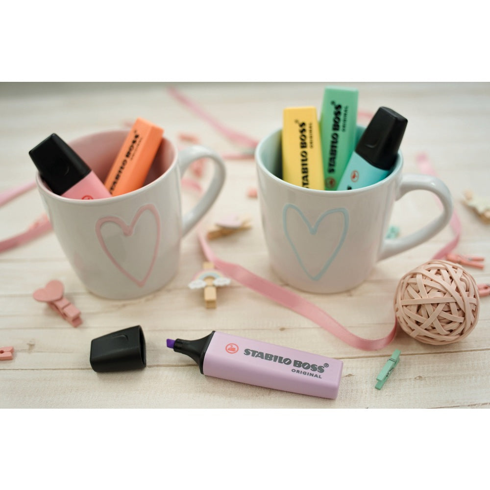 Textmarker Stabilo Boss Original Pastel, 15 culori / set, suport de birou