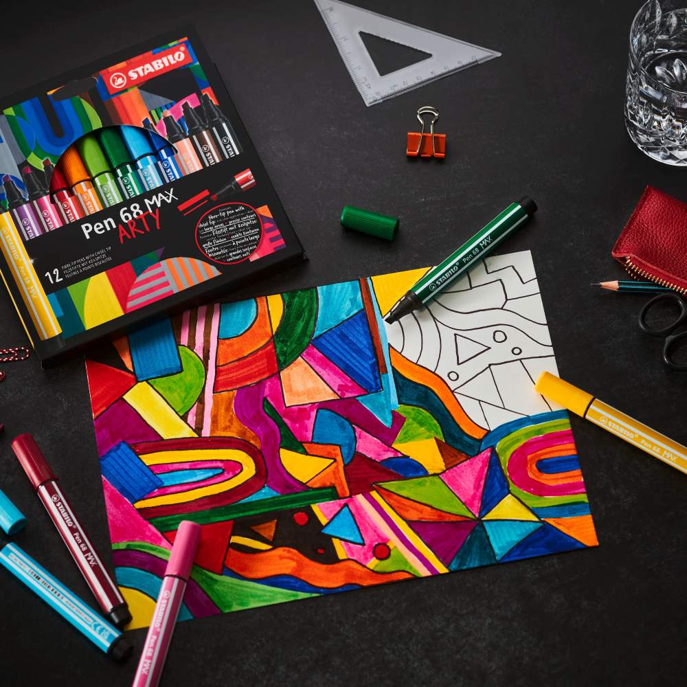 Carioca Stabilo Pen 68 Max, 1-5 mm, 18 culori / set, cutie carton Arty