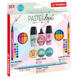 Stabilo Pen 68 mini x 12 culori, Point 88 mini x 12 culori, Boss Mini x 6 culori, Swano Pastel x 5, 35 bucati / set, etui carton