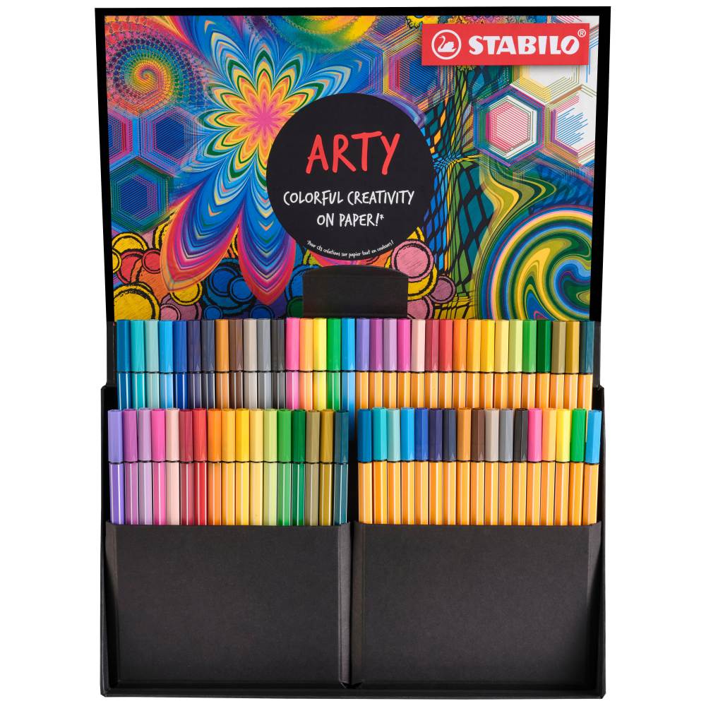Stabilo Pen 68 x 34 culori, fineliner Stabilo Point 88 x 34 culori, 68 culori / set, etui carton Arty