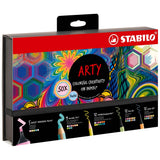 Stabilo Pen 68 x 12 culori, Point 88 x 12 culori, Aquacolor x 12 culori, woody 3 in 1 x 9 culori, Boss Original Pastel x 5 culori, 50 bucati / set, etui carton Arty