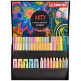 Stabilo Pen 68 x 12 culori, Point 88 x 12 culori, Aquacolor x 12 culori, woody 3 in 1 x 9 culori, Boss Original Pastel x 5 culori, 50 bucati / set, etui carton Arty