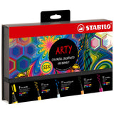 Stabilo Pen 68 x 11 culori, Point 88 x 12 culori, Pen 68 Brush x 11 culori, PointMax x 12 culori, Pen 68 Max x 9 culori, 55 bucati / set, etui carton Arty
