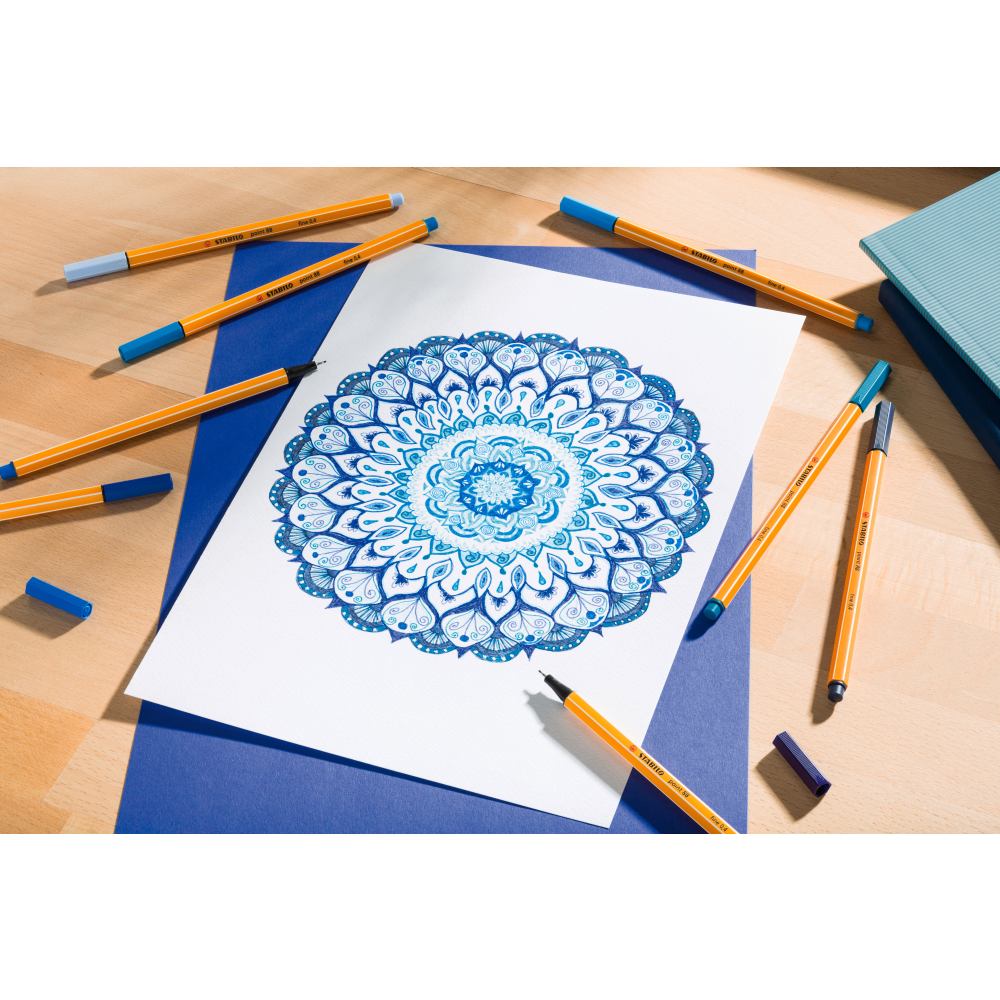 Fineliner Stabilo Point 88 Pastellove, 0.4 mm, 12 culori  / set, etui carton