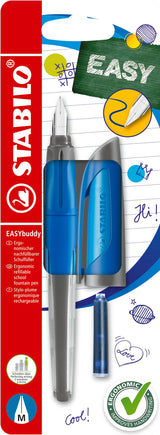 Stilou Stabilo EASYbuddy, M, dark blue/light blue, 1 rezerva, blister