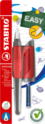 Stilou Stabilo EASYbuddy, M, coral/red, 1 rezerva, blister