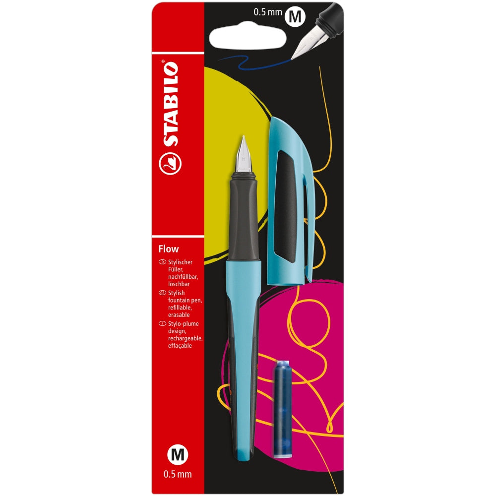 Stilou Stabilo Flow Sporty, M, 0.5 mm, bleu / negru, 1 rezerva, blister