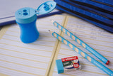 Creion grafit Stabilo EASYgraph, 3.15 mm, HB, ergonomic, pentru stangaci, ascutioare, radiera, blue, blister