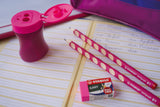 Creion grafit Stabilo EASYgraph, 3.15 mm, HB, ergonomic, pentru stangaci, ascutioare, radiera, pink, blister