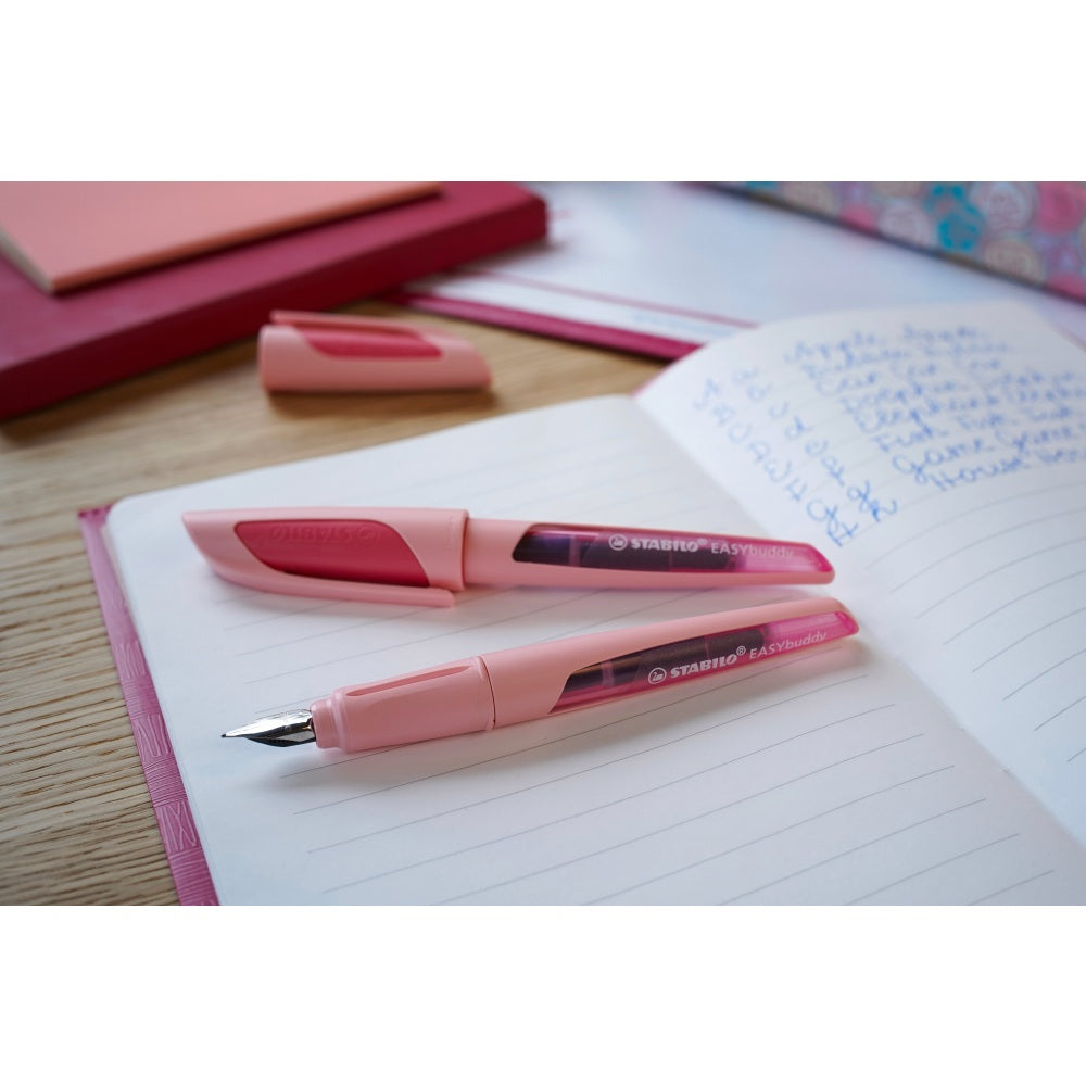 Stilou Stabilo EASYbuddy Pastel, A, pentru stangaci, pink blush, 1 rezerva, blister