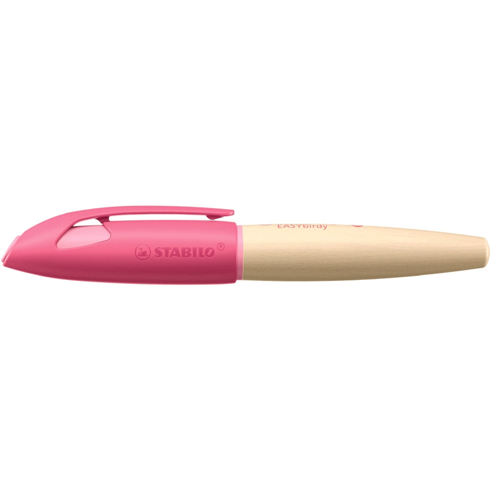 Stilou Stabilo EASYbirdy Timber, A, pentru dreptaci, pink, 1 rezerva, corp din lemn, blister