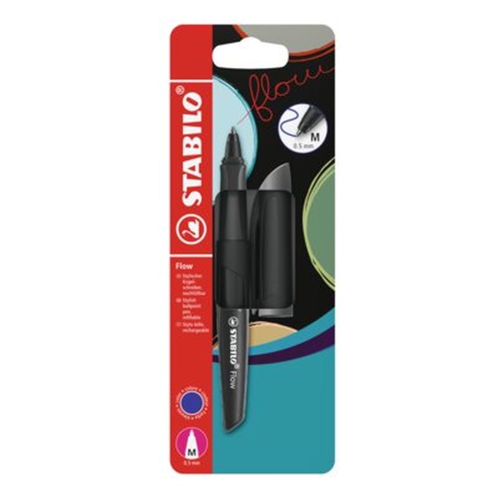 Pix Stabilo Flow, 0.5 mm, M, mina albastra, corp, black, blister