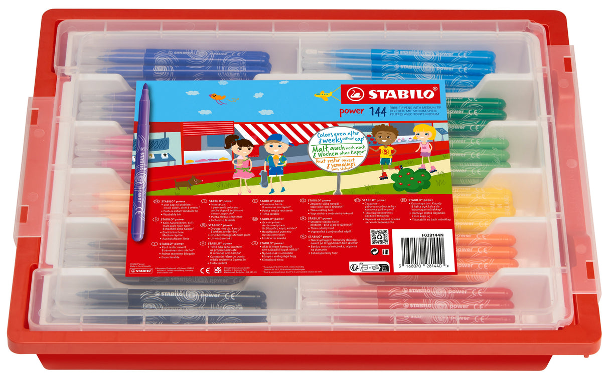 Carioca Stabilo Power, 2 mm, 12 culori , 144 bucati / set, cutie plastic