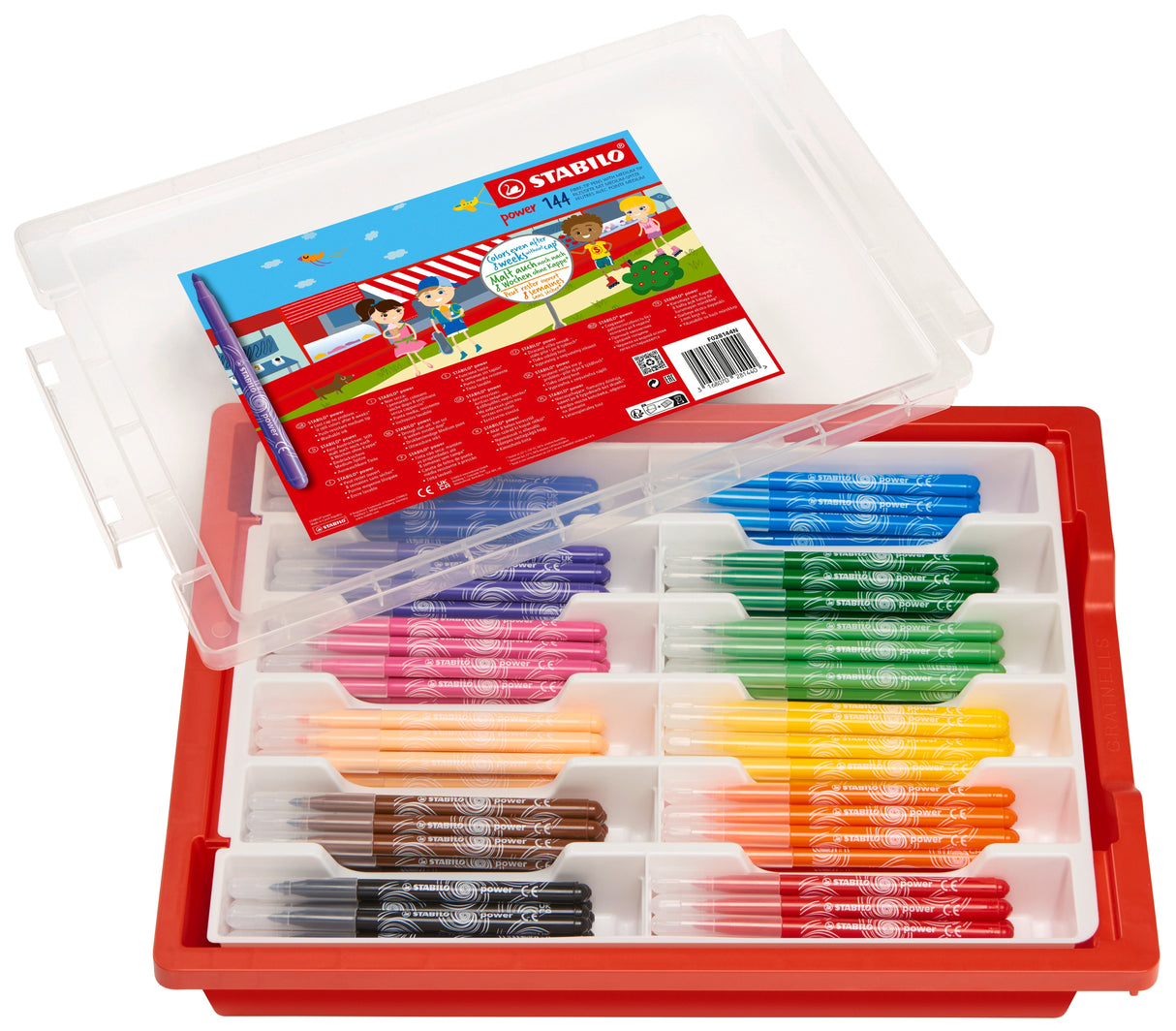 Carioca Stabilo Power, 2 mm, 12 culori , 144 bucati / set, cutie plastic