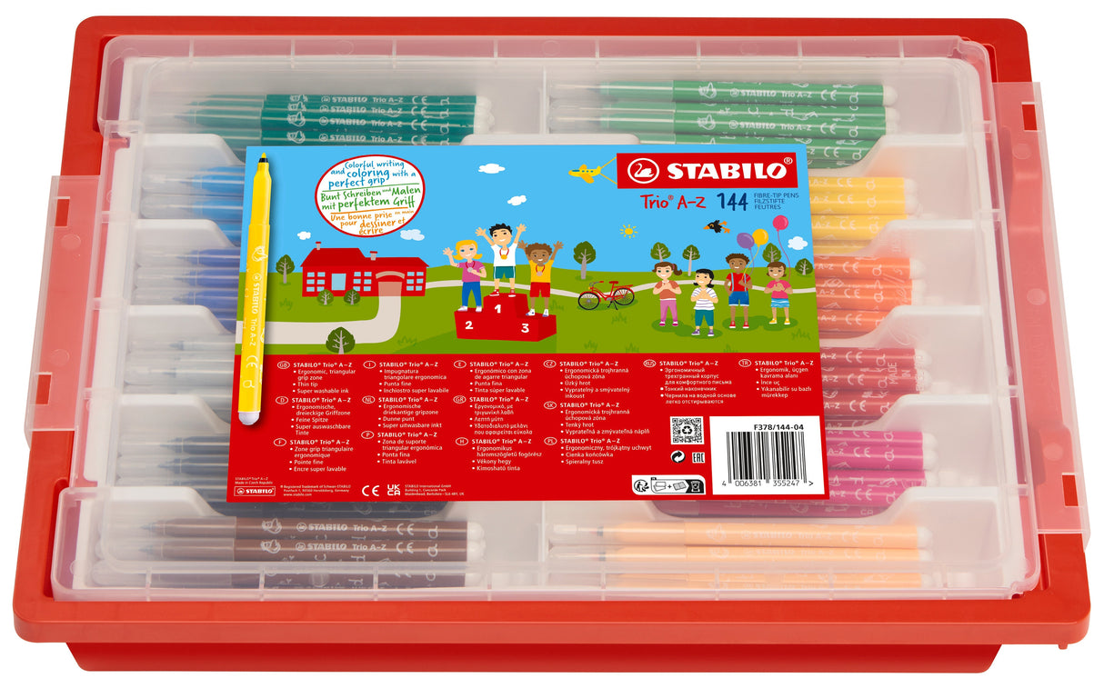 Carioca Stabilo Trio A - Z, 0.7 mm, 12 culori , 144 bucati / set, cutie plastic