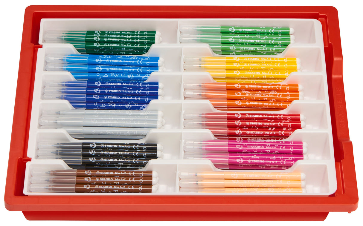 Carioca Stabilo Trio A - Z, 0.7 mm, 12 culori , 144 bucati / set, cutie plastic