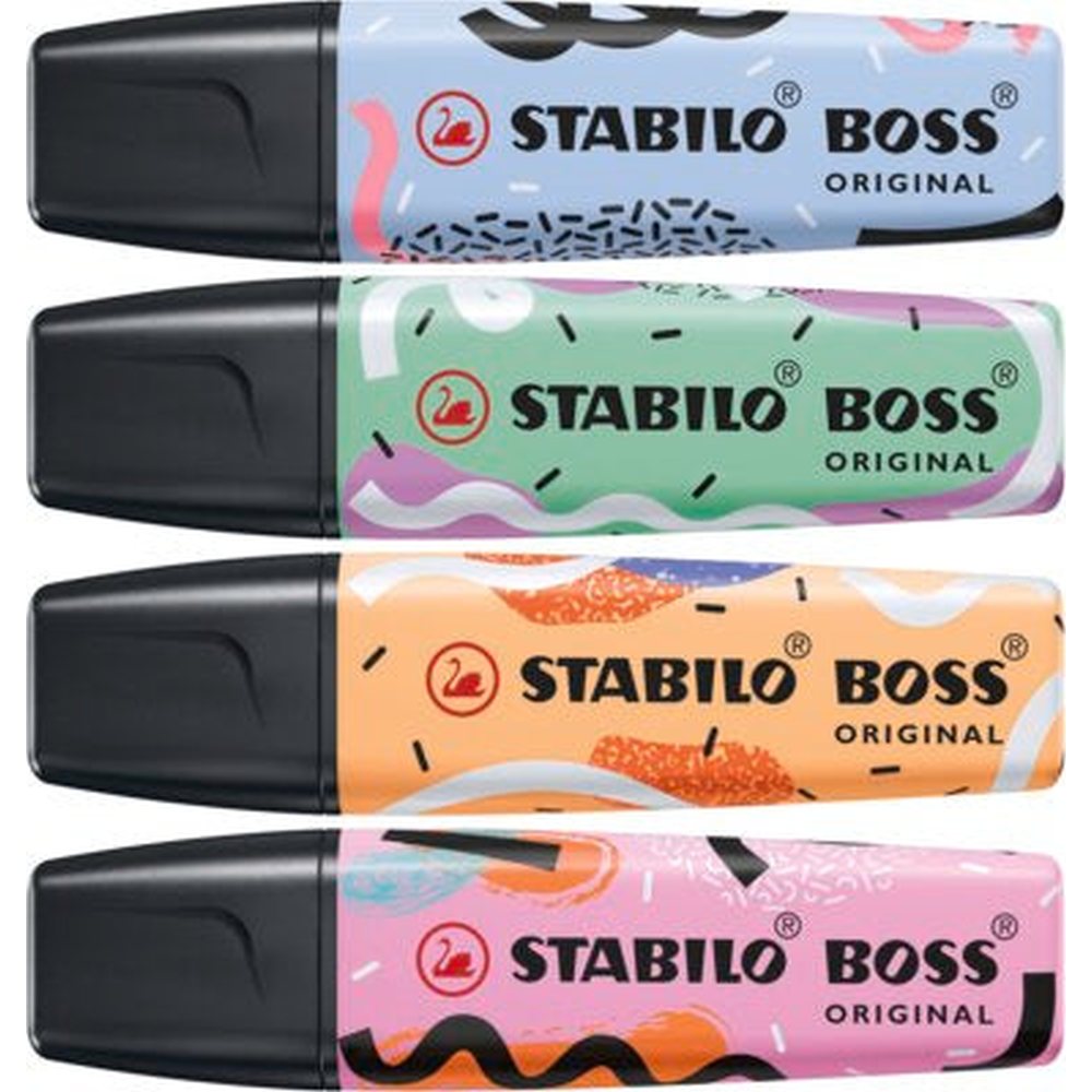 Textmarker Stabilo Boss Original by Ju Schnee, 4 culori / blister, hint of mint, cloudy blue, frozen fuchsia, pale orange