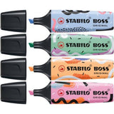 Textmarker Stabilo Boss Original by Ju Schnee, 4 culori / blister, hint of mint, cloudy blue, frozen fuchsia, pale orange