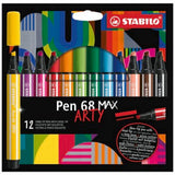 Carioca Stabilo Pen 68 Max, 1-5 mm, 12 culori / set, cutie carton Arty