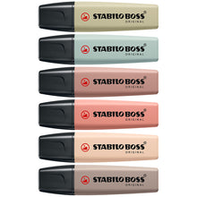 Încarcă imaginea în vizualizatorul Galerie, Textmarker Stabilo Boss Original NatureCOLORS, 8 culori / blister, 2 x negru,verde-gri pastel, verde de pamant, negru de pamant, siena, bej, gri warm grey
