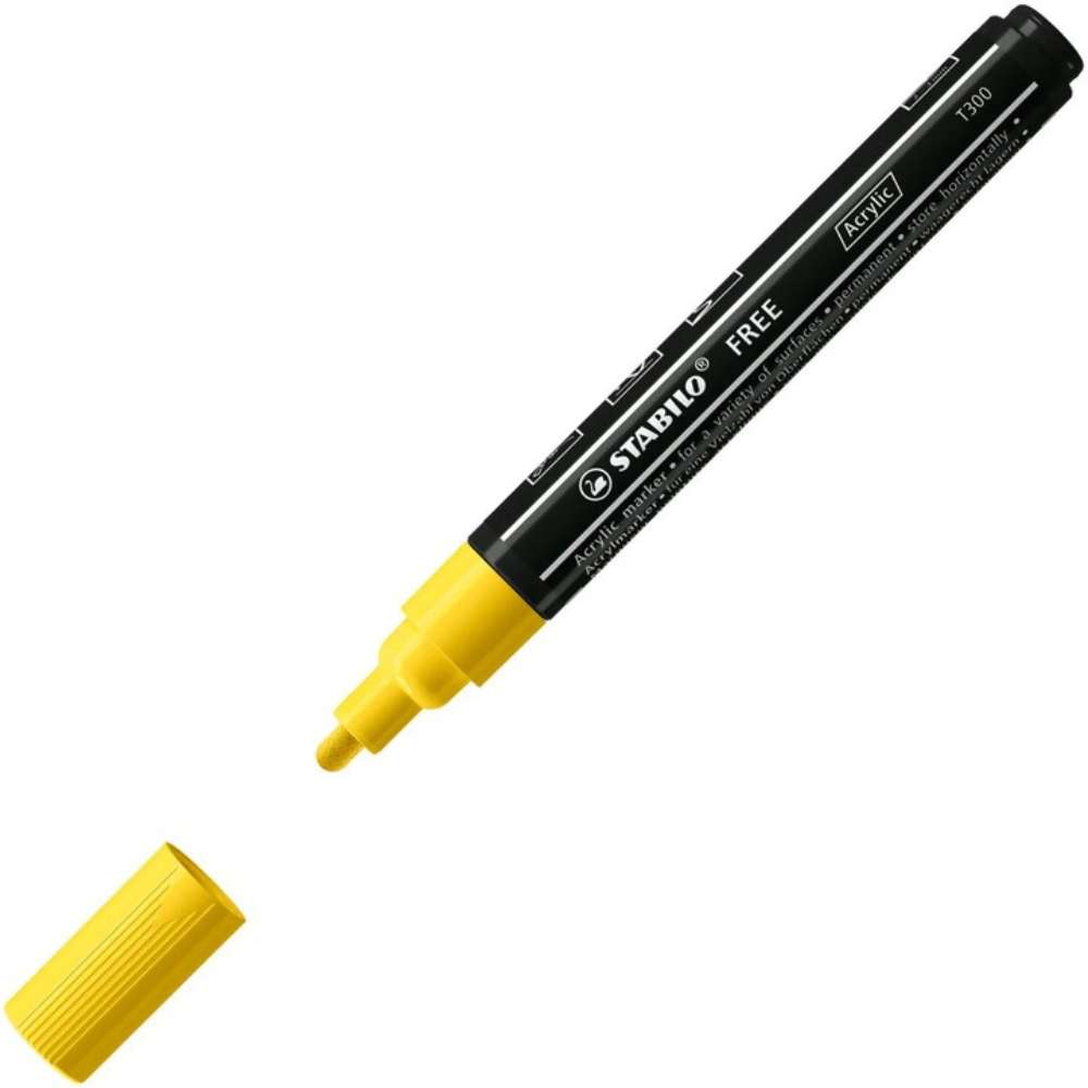 Marker acrilic Stabilo Free Acrylic T300, galben