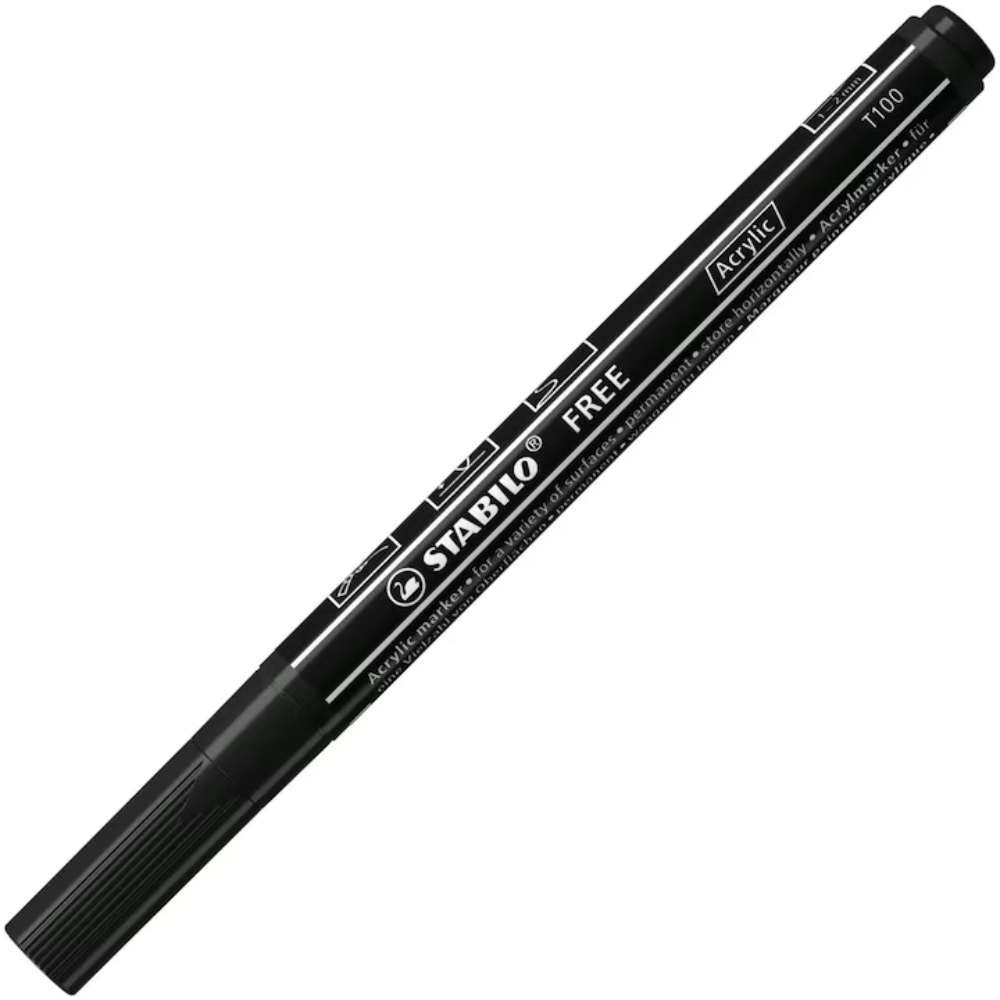 Marker acrilic Stabilo Free Acrylic T100, negru