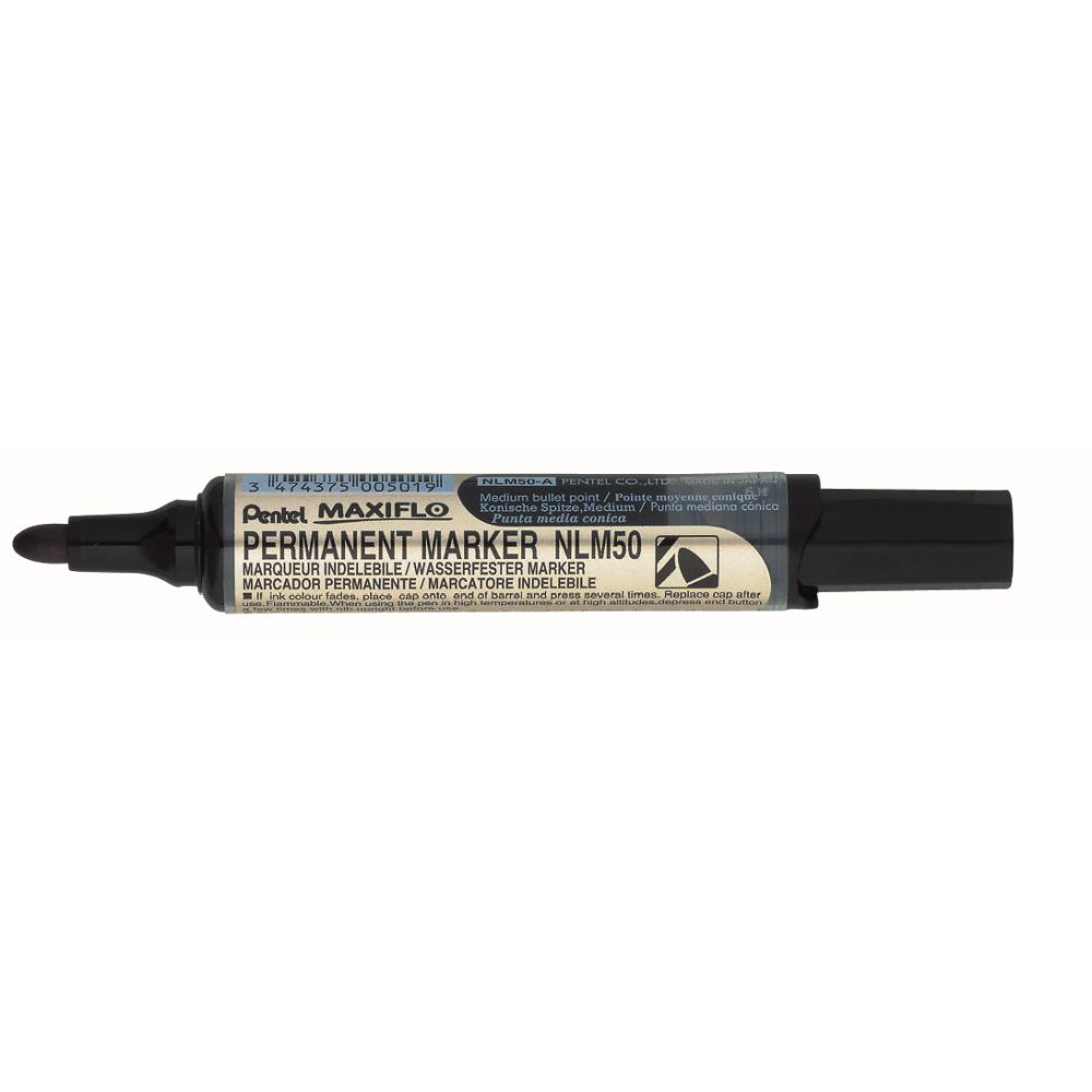 Marker permanent Pentel Maxiflo NLM50, varf rotund, 6 mm, negru