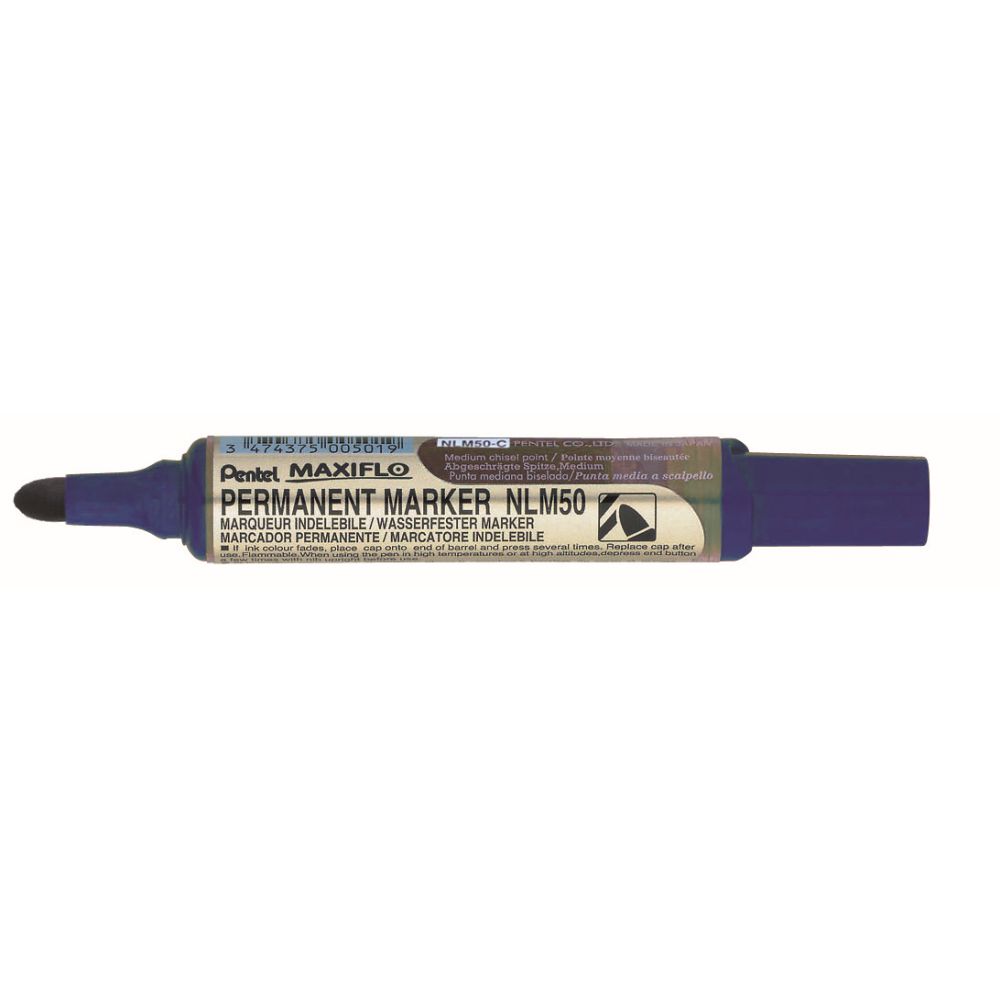 Marker permanent Pentel Maxiflo NLM50, varf rotund, 6 mm, albastru