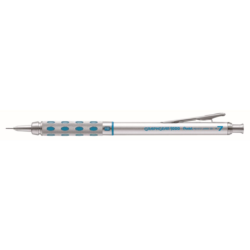 Creion mecanic Pentel Graphgear 1000, 0.7 mm, corp metalic argintiu, bleu