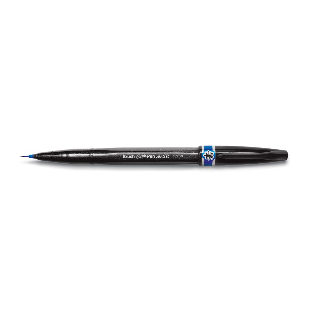 Pensula Pentel Brush Sing Pen Artist SESF30C, ultra fina, albastru