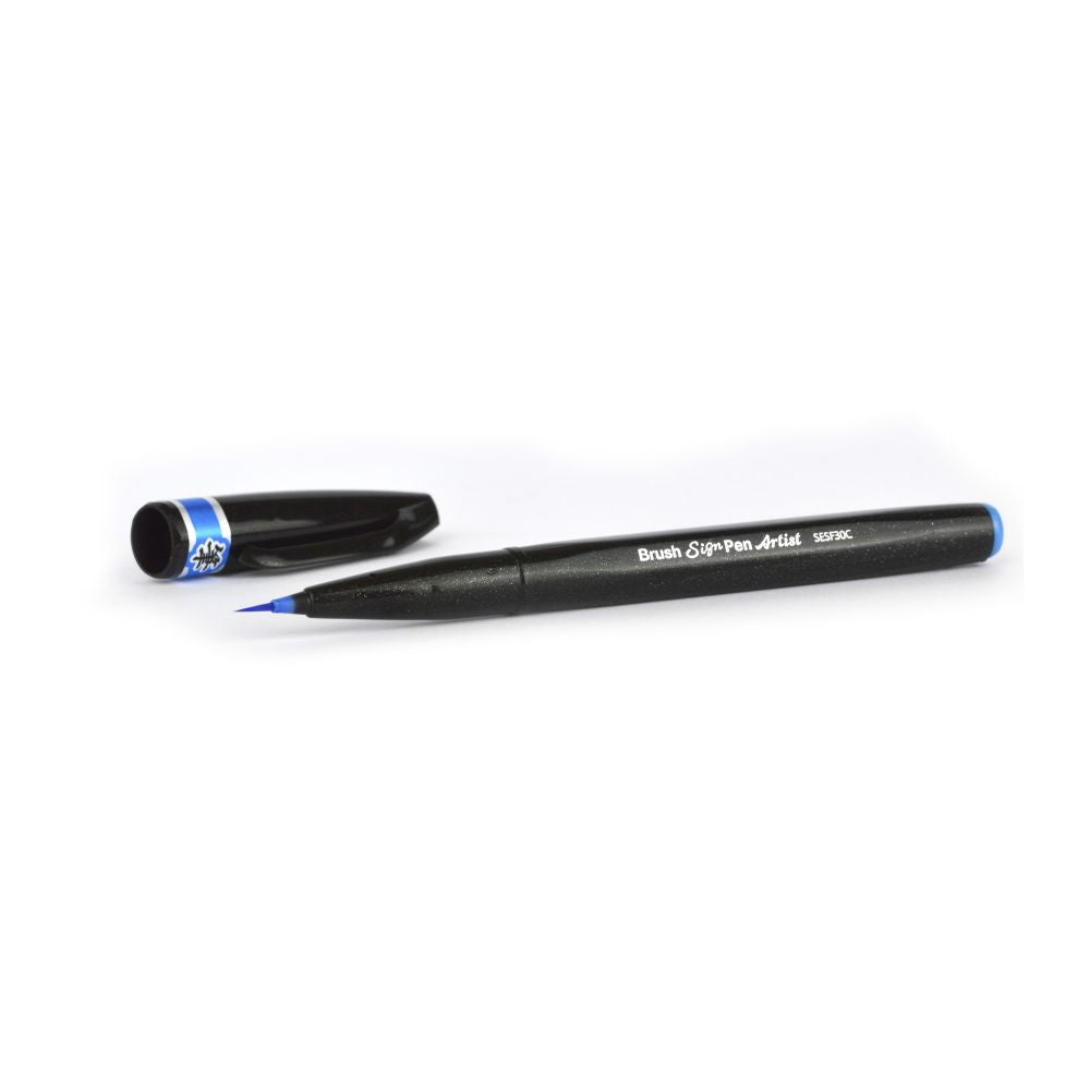 Pensula Pentel Brush Sing Pen Artist SESF30C, ultra fina, bleu