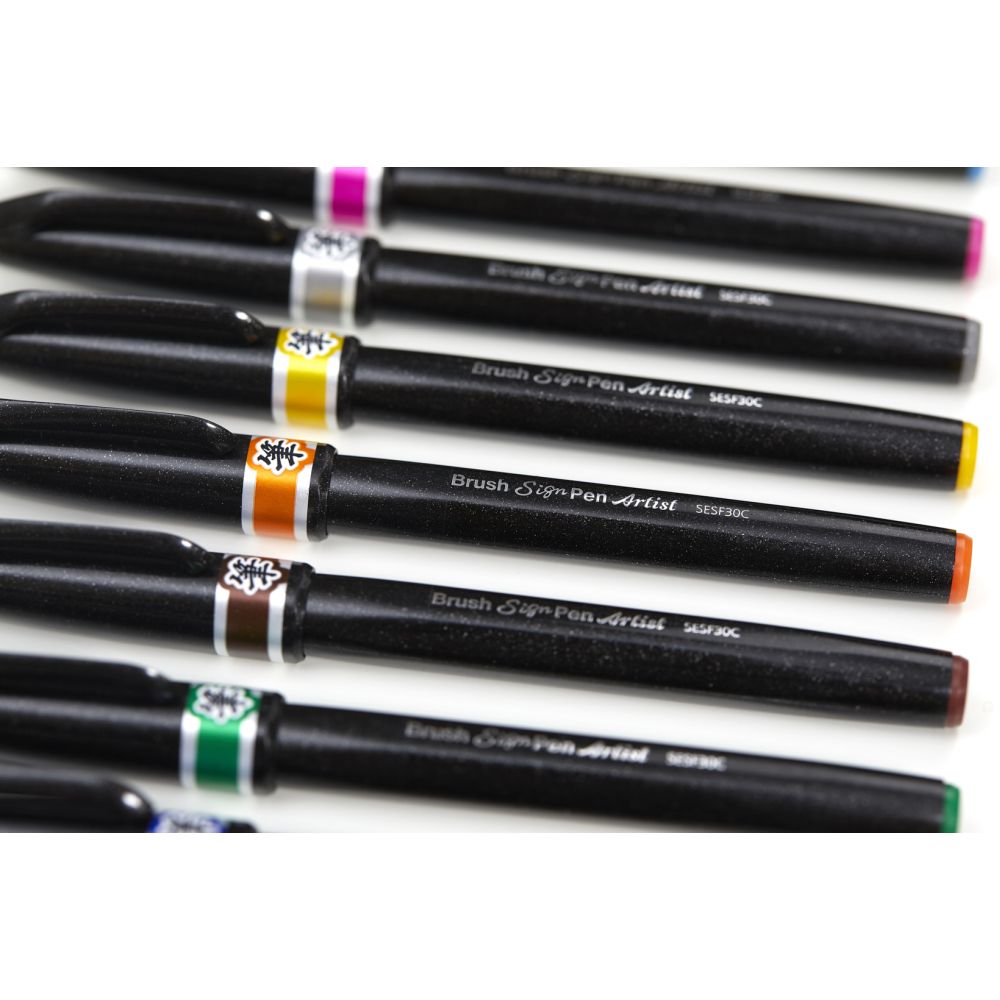 Pensula Pentel Brush Sing Pen Artist SESF30C, ultra fina, rosu