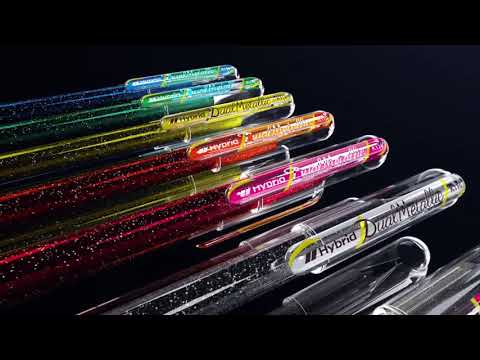 Roller cu gel Pentel Hybrid Duo Metallic, 1 mm, fara mecanism, corp transparent, scris verde / rosu metalizat