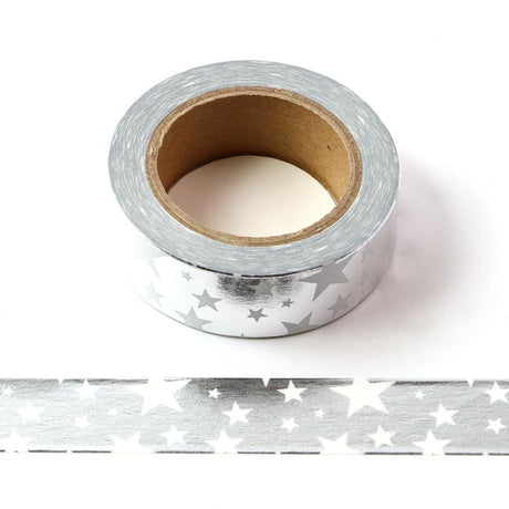 Banda Washi - Argintie Model Stelute Banda Washi Paperie.ro 