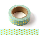 Banda Washi - Verde Deschis Model Buline Aurii Banda Washi Paperie.ro 