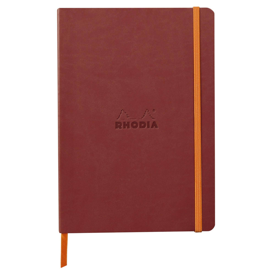 Agenda A5 160 pagini Rhodia rosu pal nacarat, dictando, coperta flexibila Agenda Rhodia 