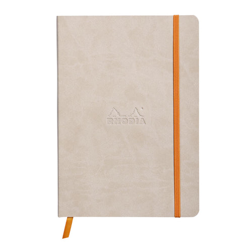 Caiet Agenda A5 Rhodiarama bej, liniat, hartie ivory, cu coperta flexibila Agenda Rhodia 