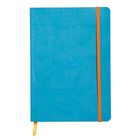 Agenda A5 nedatata, 80 file, dictando, softcover, hartie ivory 90 g / mp, Rhodiorama, turquoise Agenda Rhodia Rhodia 