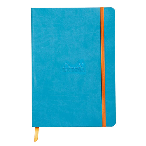 Agenda A5 nedatata, 80 file, dictando, softcover, hartie ivory 90 g / mp, Rhodiorama, turquoise Agenda Rhodia Rhodia 