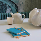 Agenda A5 nedatata, 80 file, dictando, softcover, hartie ivory 90 g / mp, Rhodiorama, turquoise Agenda Rhodia Rhodia 