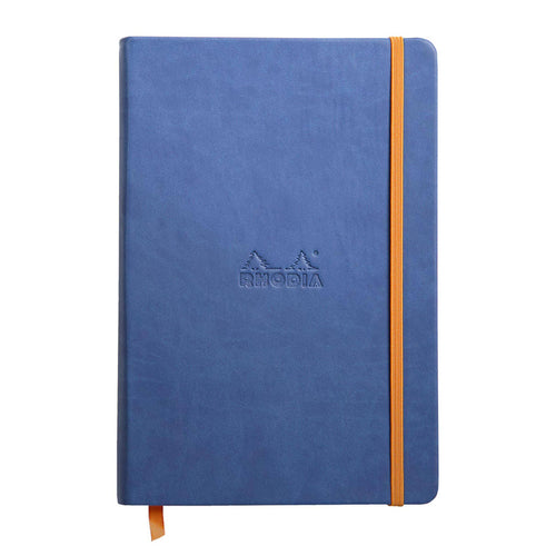 Caiet Agenda A5 Rhodiarama liniat, safir, 96 pagini, cu coperta rigida + elastic Agenda Rhodia 