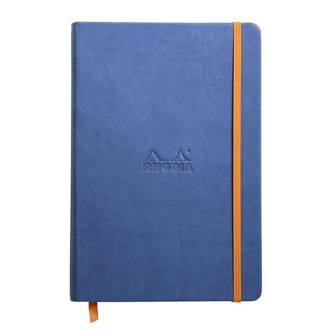 Caiet Agenda A5 Rhodiarama liniat, safir, 96 pagini, cu coperta rigida + elastic Agenda Rhodia 