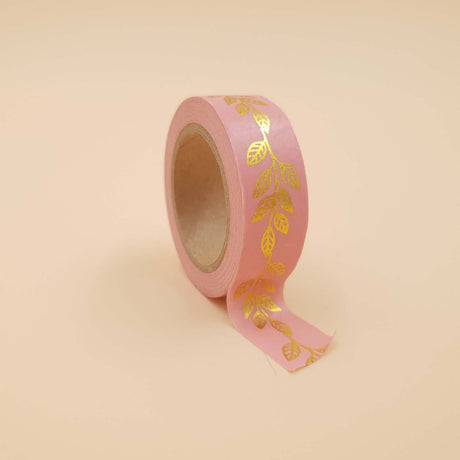 Banda Washi - Roz model Frunze Banda Washi Paperie.ro 