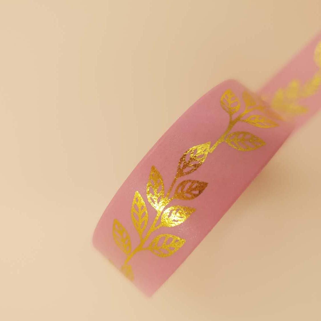 Banda Washi - Roz model Frunze Banda Washi Paperie.ro 