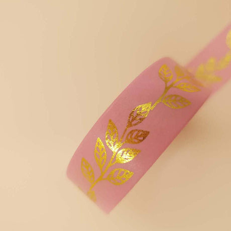 Banda Washi - Roz model Frunze Banda Washi Paperie.ro 