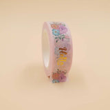 Banda Washi - Roz Pal Model Hello cu Flori Banda Washi Paperie.ro 