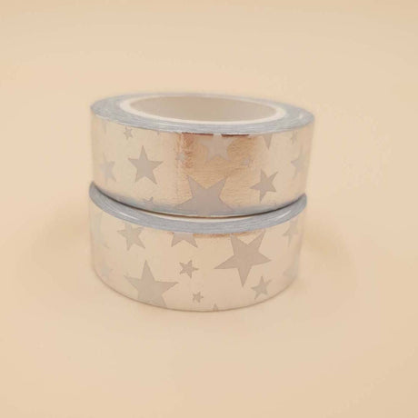 Banda Washi - Argintie Model Stelute Banda Washi Paperie.ro 