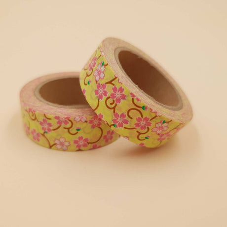 Banda Washi - Galben Pal Model Flori Paperie.ro 