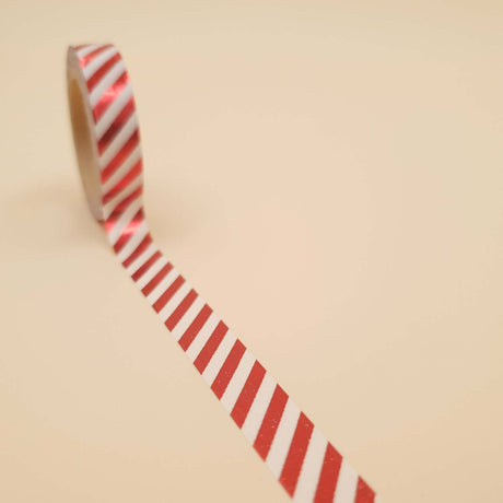 Banda Washi - Alba Model Dungi Rosu Metalizat Paperie.ro 