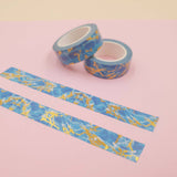 Banda Washi - Albastra Model Auriu Paperie.ro 